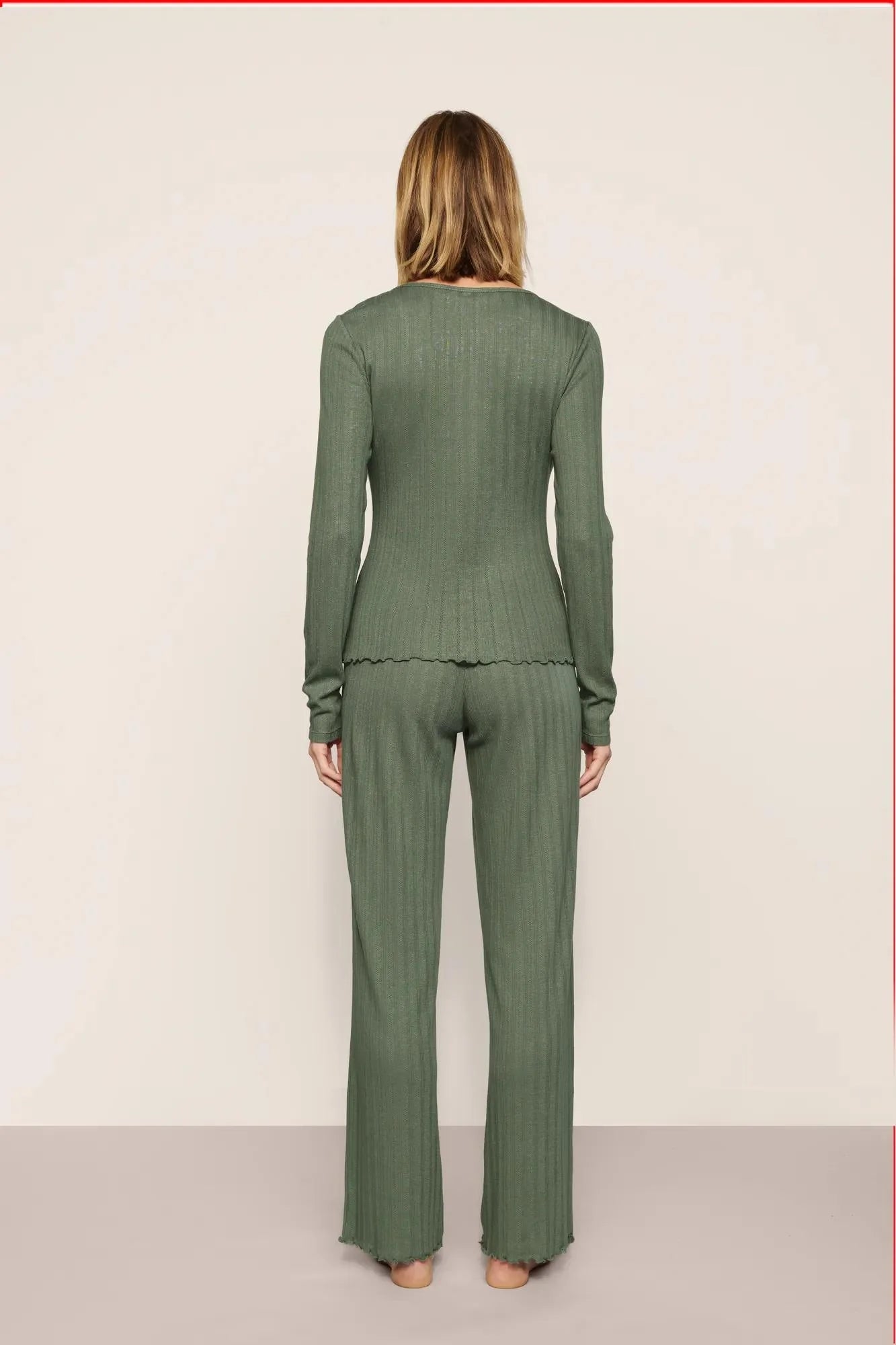 Pointelle V Neck Henley